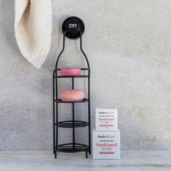Shower Tower Bundle – Stainless Steel 4-Tier Holder with Shampoo & Conditioner Bars | Plastic-Free, Zero Waste Bath Storage