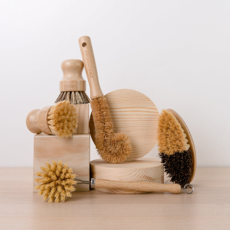 Dish Brush Kit – 5-Piece Bamboo & Plant Fiber Cleaning Set | Plastic-Free, Compostable & Eco-Friendly Kitchen Essentials