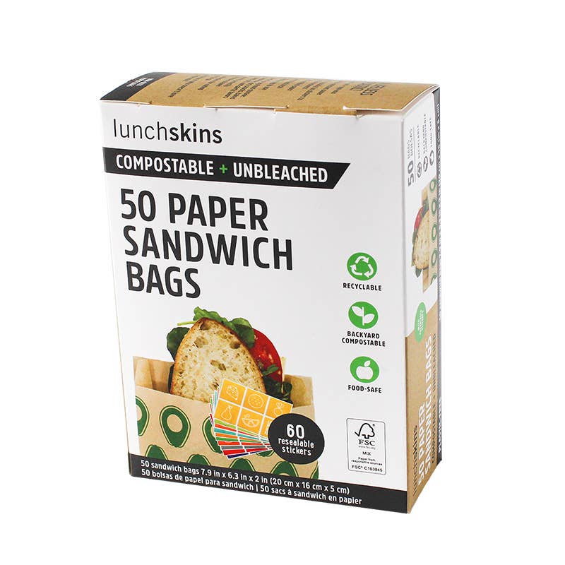 Compostable + Unbleached Kraft Paper Sandwich Bags