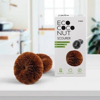 Biodegradable Coconut Kitchen Scourers- 5 Pack, Zero Waste Dish Scrubb