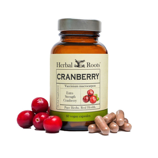 Bottle of Herbal Roots Cranberry supplement
