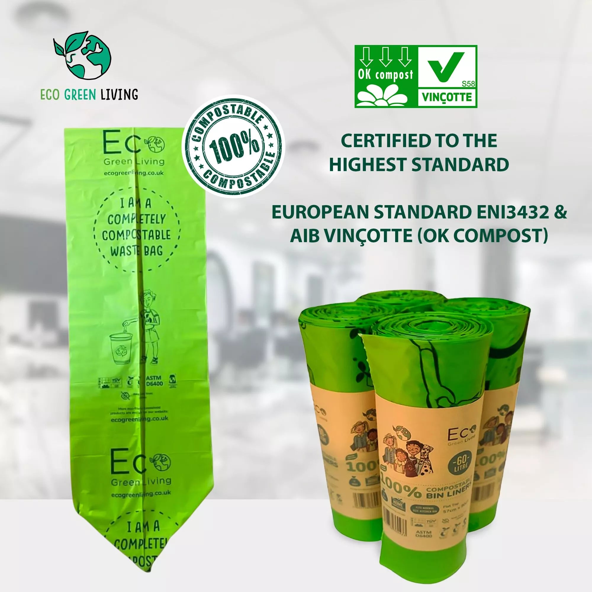 Compostable kitchen trash bags