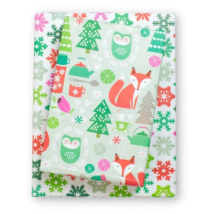 Festive Forest Snowflake Confetti | Double-sided Eco Wrapping Paper