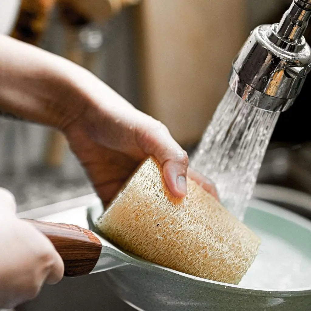(Natural Loofah) Organic Exfoliating Sponge Pad Scrubber