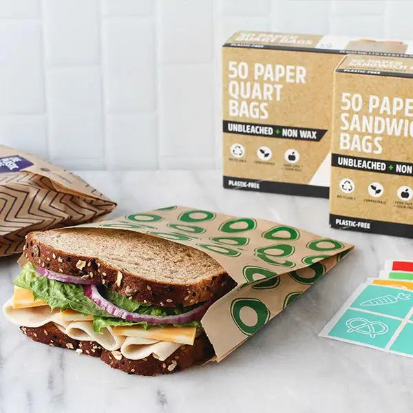 Compostable + Unbleached Kraft Paper Sandwich Bags