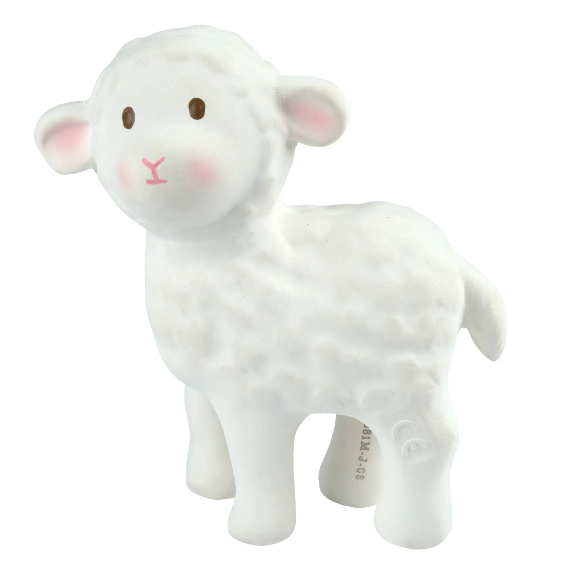 (Lamb) Organic Rubber Teether, Rattle & Bath Toy