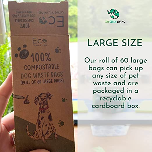 Compostable Dog Waste Bags | 1 Pack includes 60 Large Bags