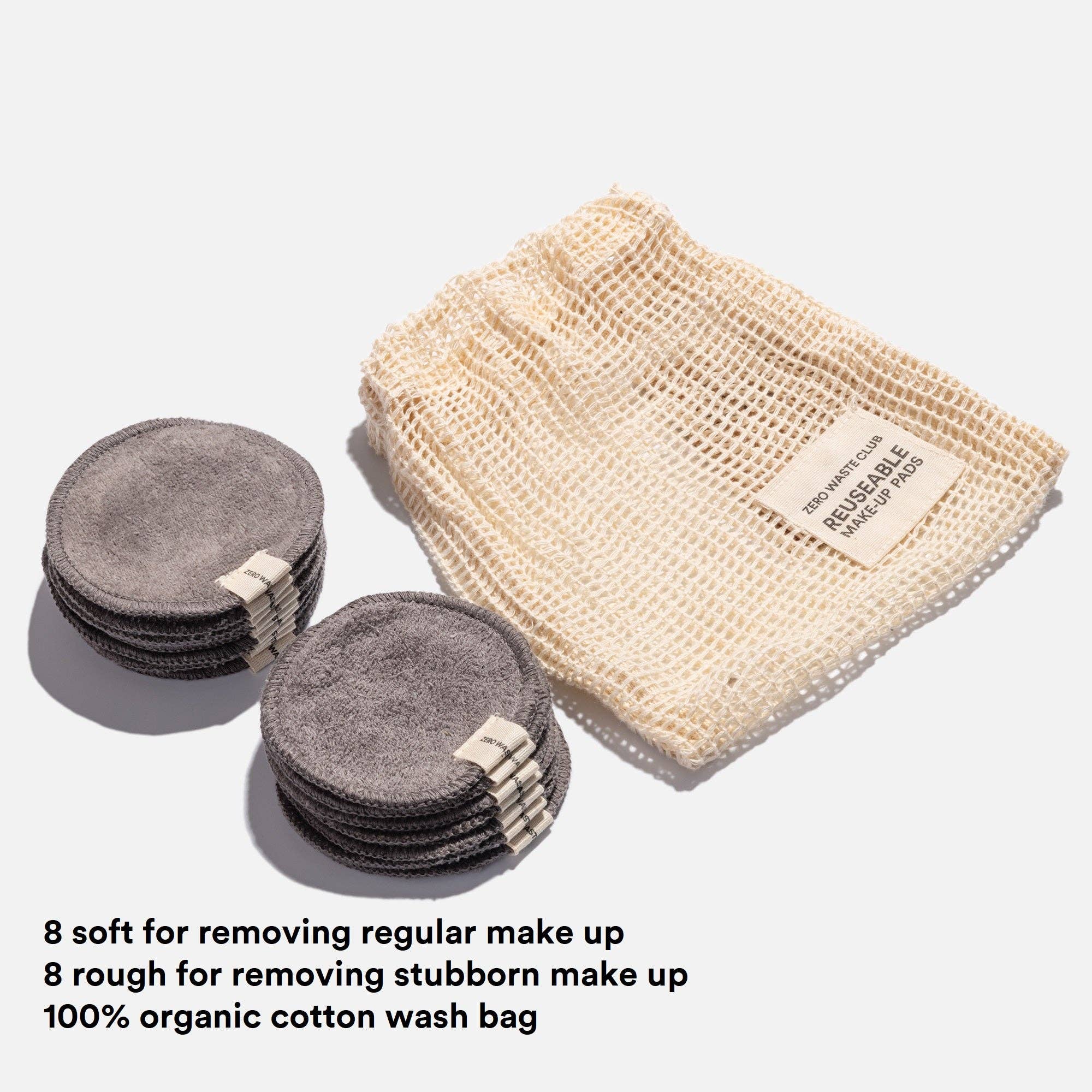 Pure Organic Cotton Make Up Remover Pads & Wash Bag