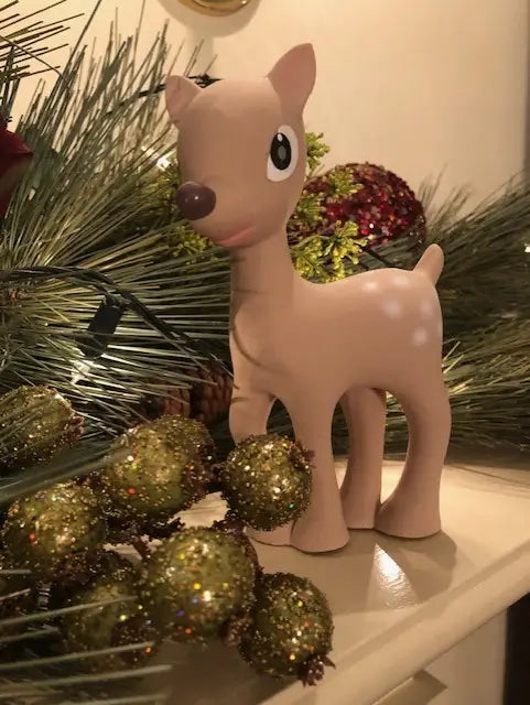 Sustainable Organic Rubber Rattle, Teether & Bath Toy - Ralphie Reindeer