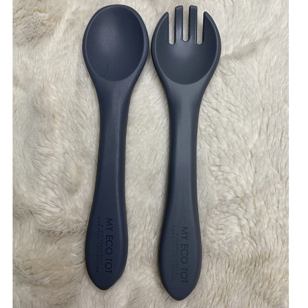 1x silicone fork and spoon set