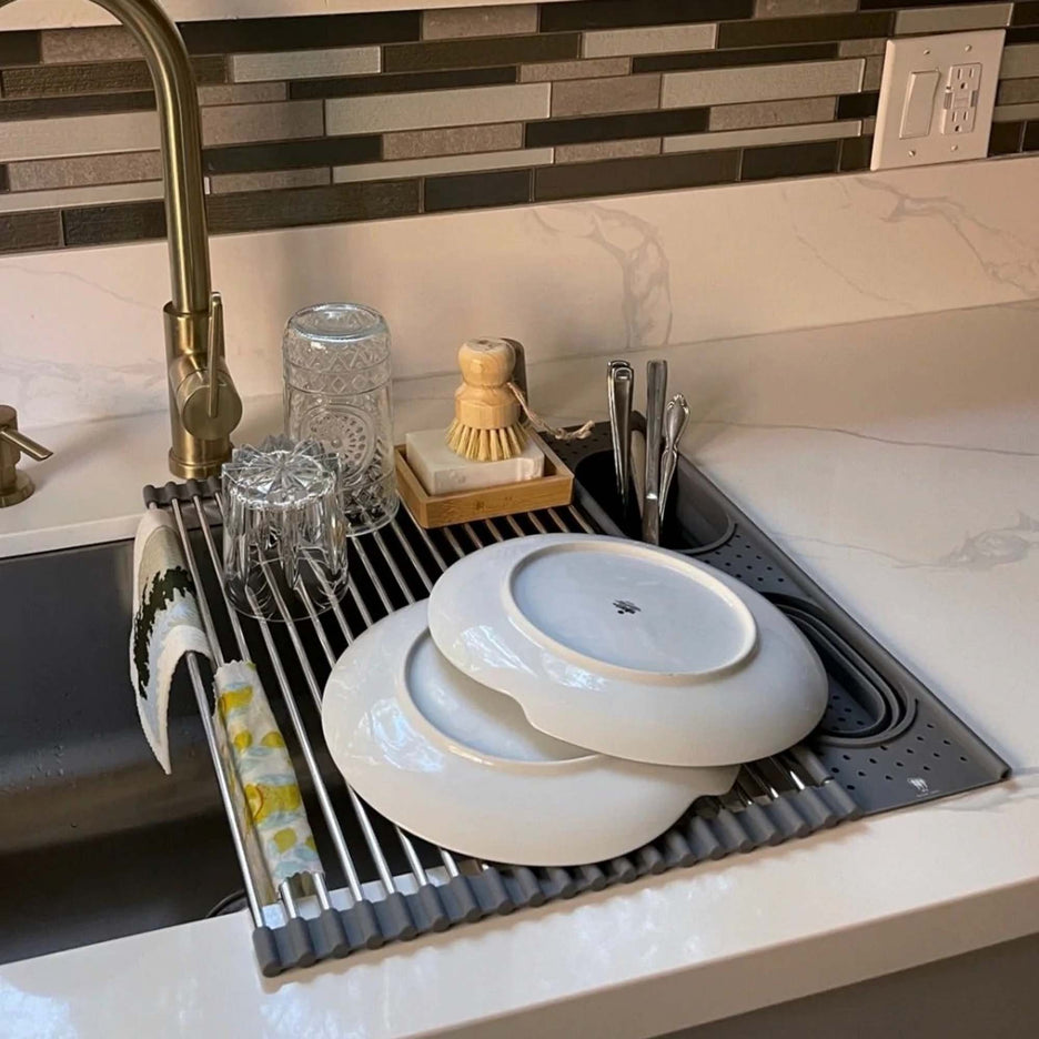 Roll up Silicone & Stainless Steel Dish Drying Rack – EarthShopp